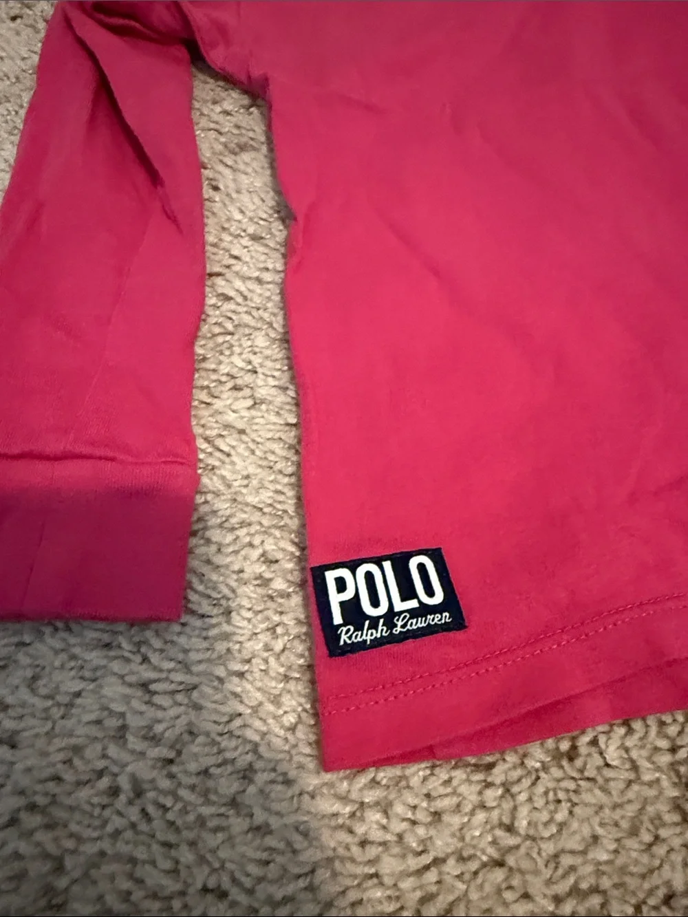 Ralph Lauren Girls' Pink Long-Sleeve Polo Tee with Light Blue Floral Sweater